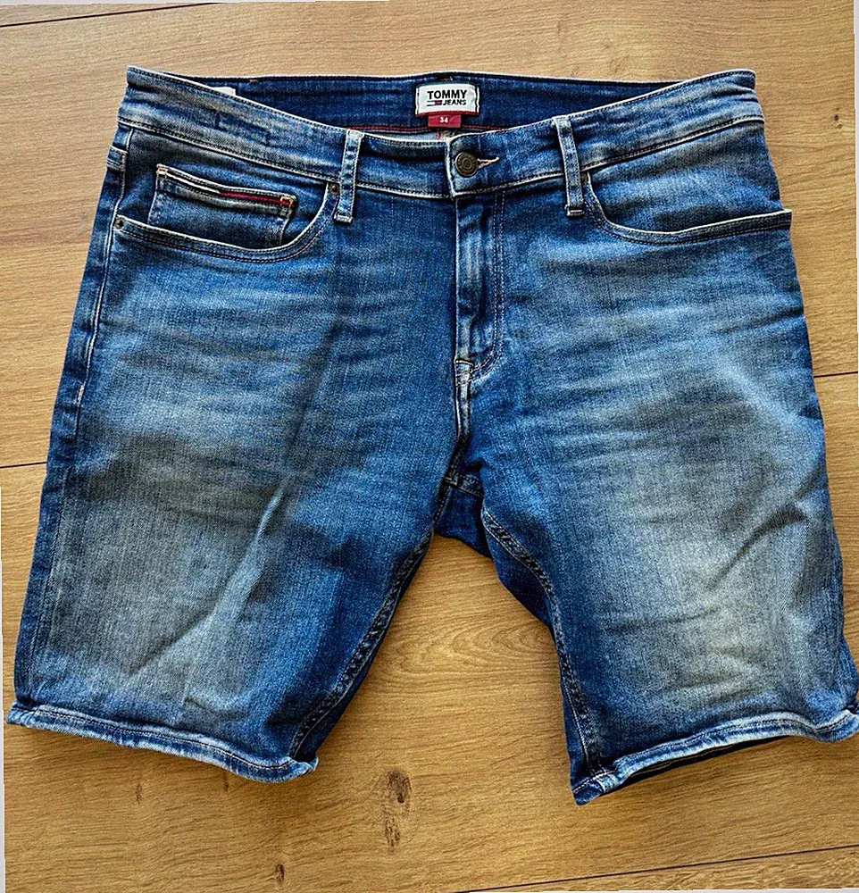 Tommy Jeans Herren Denim Bermuda Shorts blau Gr. 34 Five-Pocket Reißverschluss