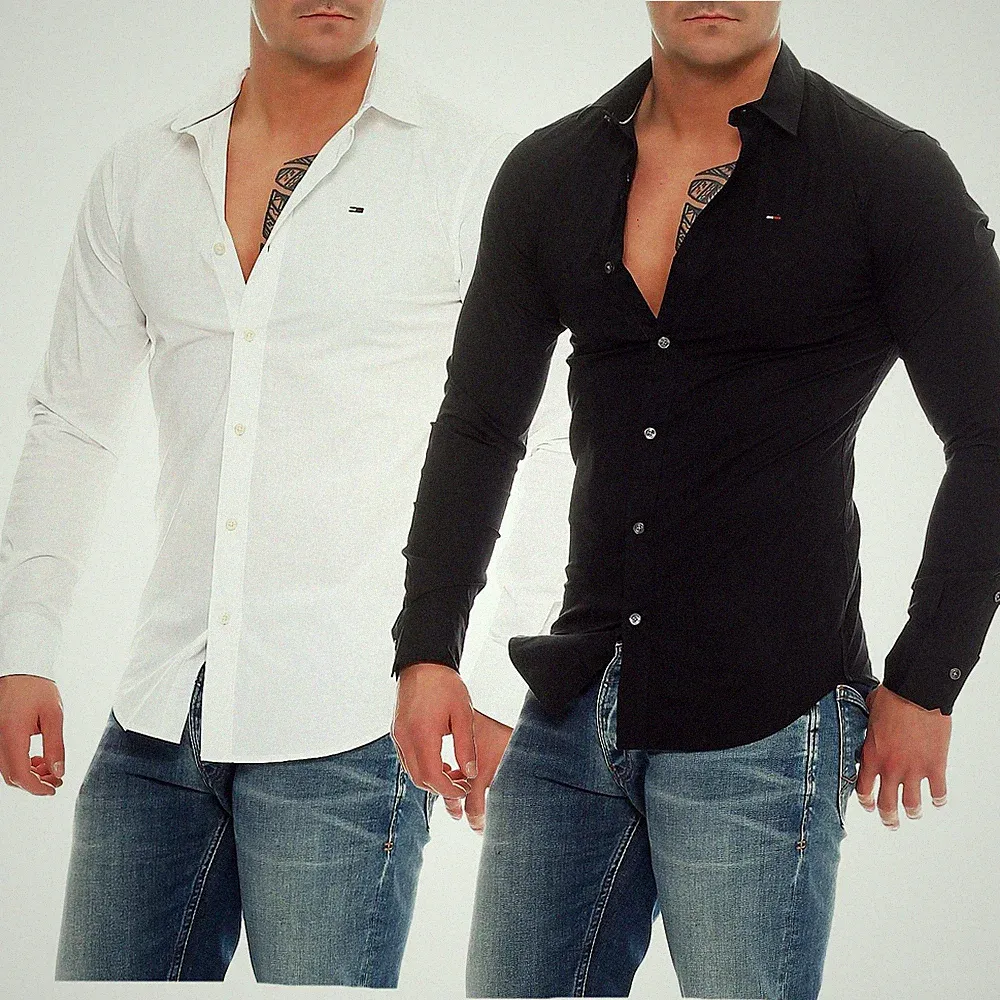 Tommy Jeans Slim Fit Hemd Herren Hemd langarm Stretch Shirt