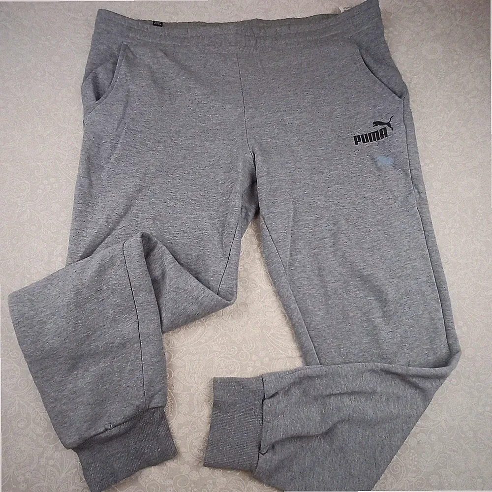 Top! Puma L Sporthose Jogginghose grau leicht Hose Sport Lauf Fußball Jogging B4