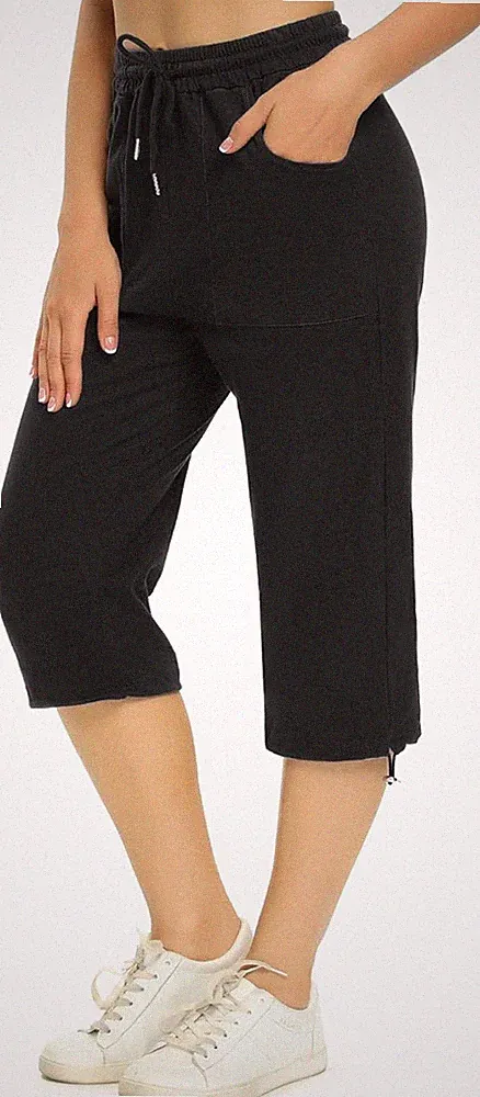 Totatuit Damen Sommer Caprihose Jogginghose 3/4 Baumwolle Sommerhose Yoga