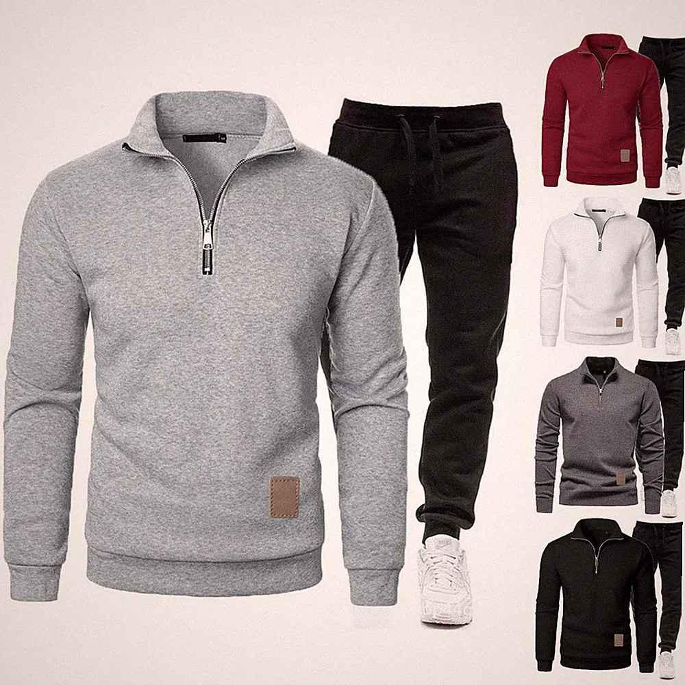 Trainingsanzug Set Herren Jogging Sportanzug Sweatshirt Jogginghose Langarm Suit