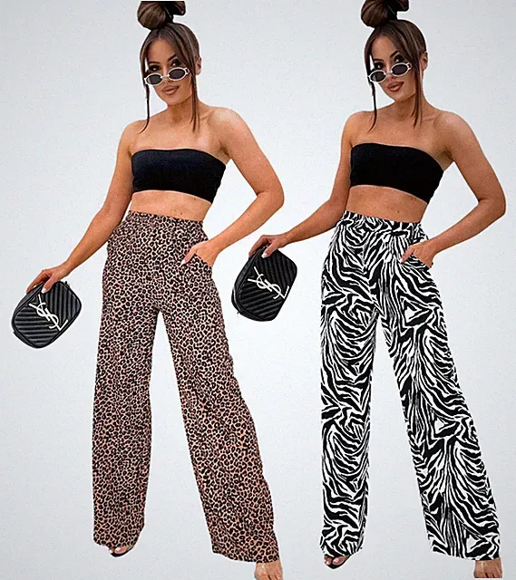 Trendige Damenhose mit Animal Print – Weit geschnitten & super bequem