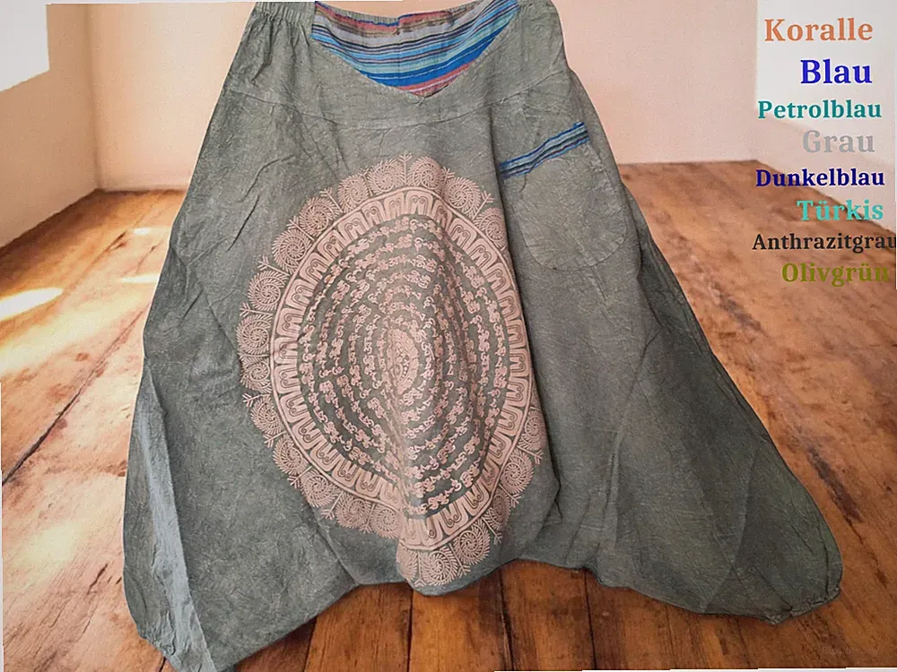 Trendige Haremshose Freizeithose Aladinhose Goa Hippie Boho Damen Herren Yoga