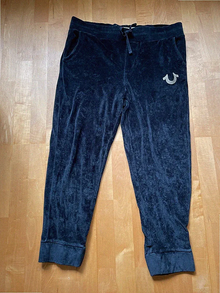 True Religion Brand Jeans World Tour Velour Jogger Schwarz Gr. XL/TG