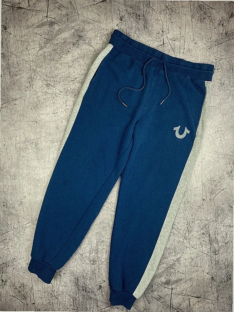 True Religion Herren Jogger Jogginghose Blau Hose Sportlich Größe Medium Y2k