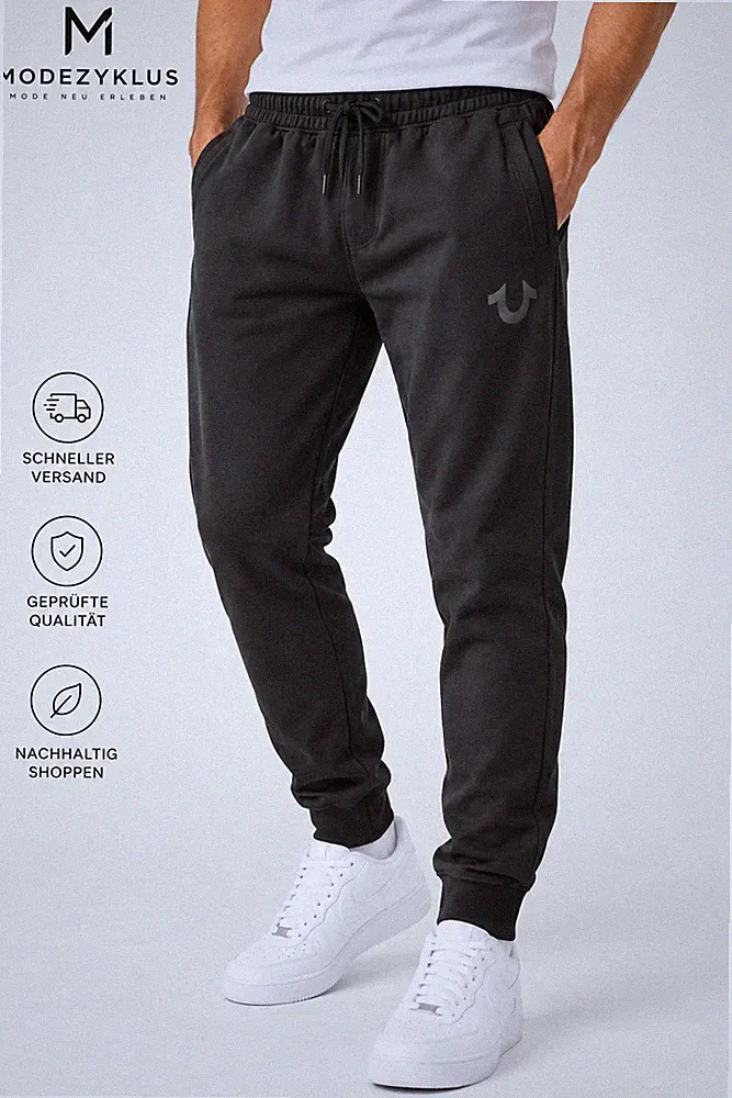 True Religion Herren Jogginghose Schwarz Gr. L – Sweatpants Jogger Freizeit