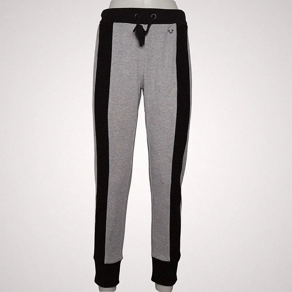True Religion, Jogginghose, Größe: M, Grau/Schwarz, Streifen, Sweat, Damen #iwI