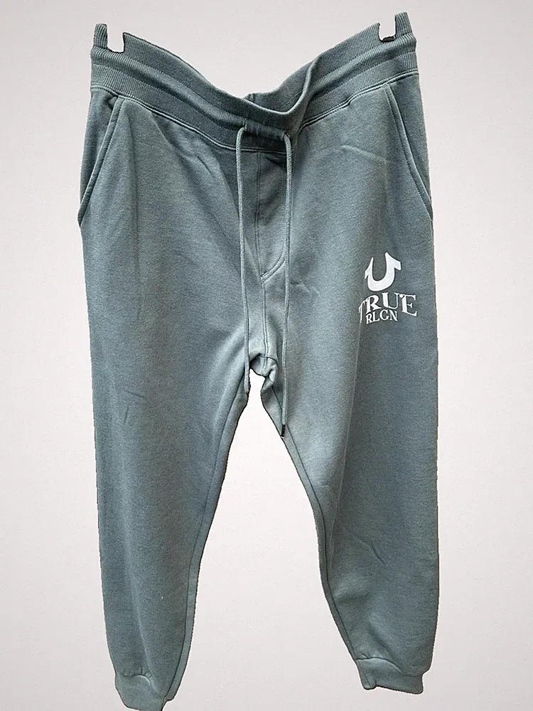 True Religion Jogginghose Herren grün Größe Medium Trainingshose HD Logo neu mit Etikett