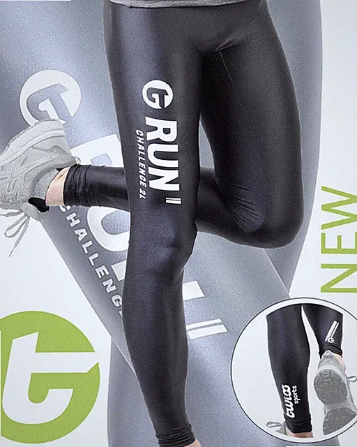 TWIOO Herren Lauftights Running Tights Nylon Lycra glänzend schwarz blau