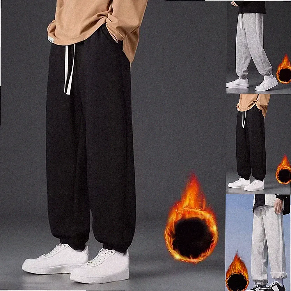 Übergröße Herren für FREIZEIT Jogginghose dick warm Fleece volle Länge lose Hose