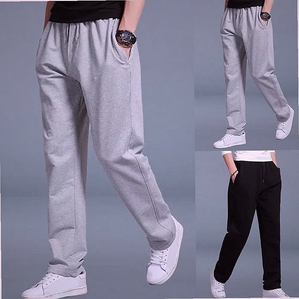 Übergröße Herren lose Jogginghose Jogger Stil gerades Bein Laufen Fitnesshose