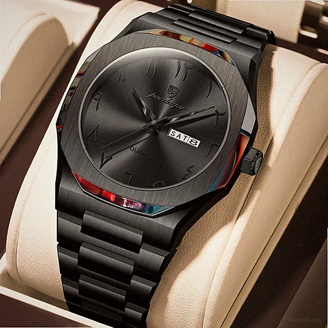 Uhr Luxus Für Männer Wasserdicht Woche Kalender Mann Armbanduhr Quarz Edelstahl