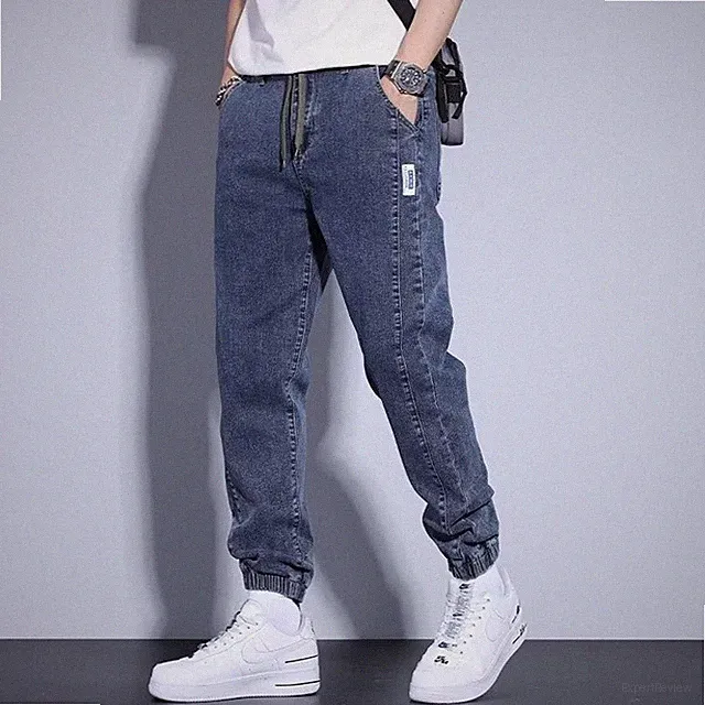 UK Herren Bündchen Jogger Jeans Elastischer Bund Designer Denim Hose Alle Größen
