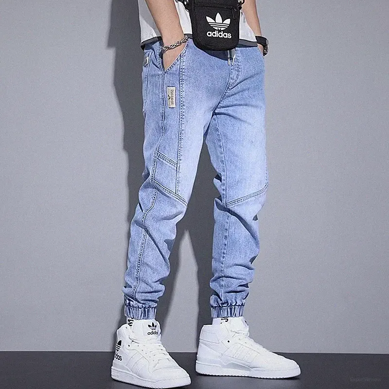UK Herren Bündchen Jogger Jeans Elastischer Bund Designer Denim Hose Alle Größen