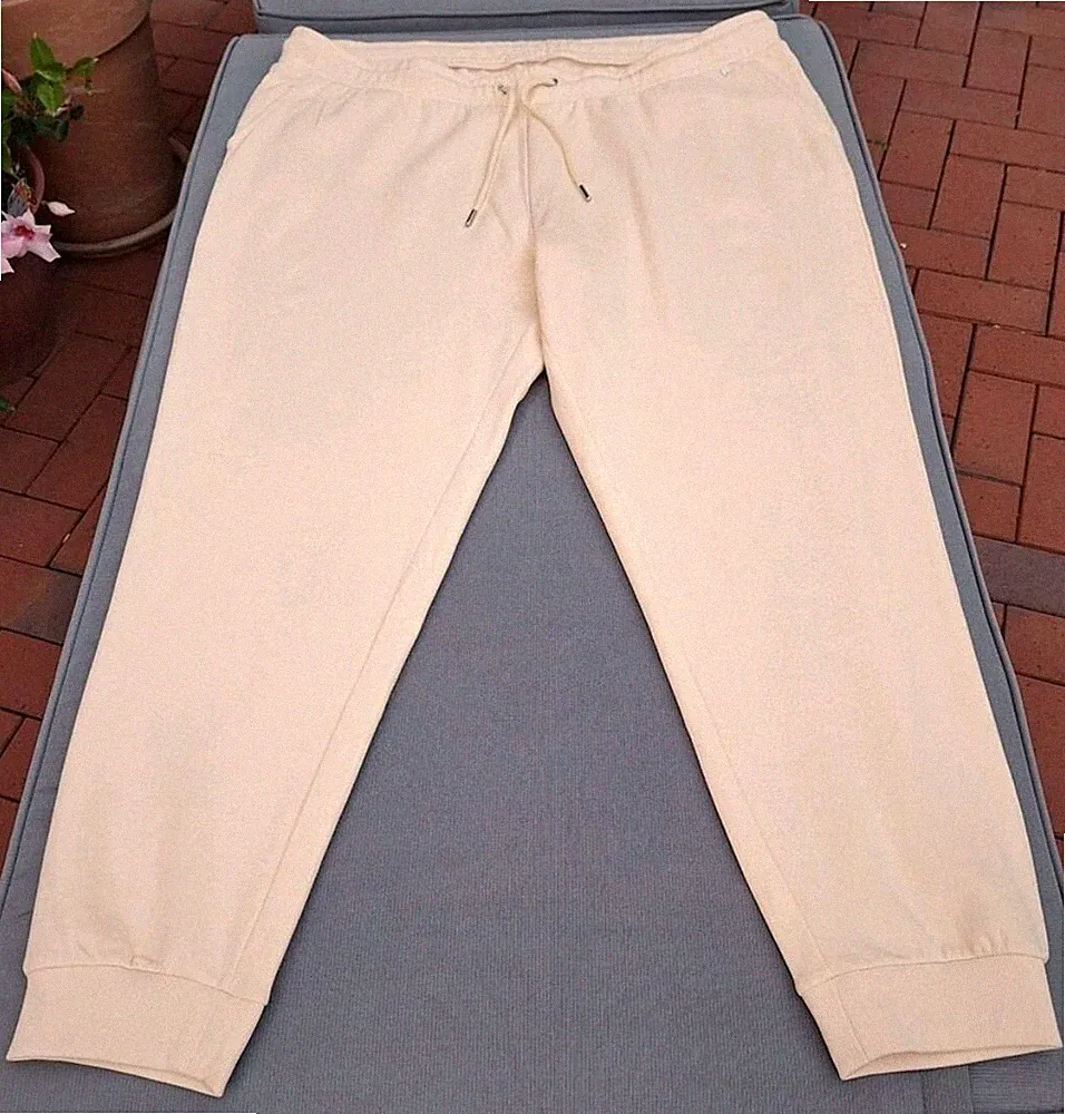Ulla Popken Jogginghose mit Tunnelzug und 2 Taschen in hellgelb/creme, Gr. 54/56