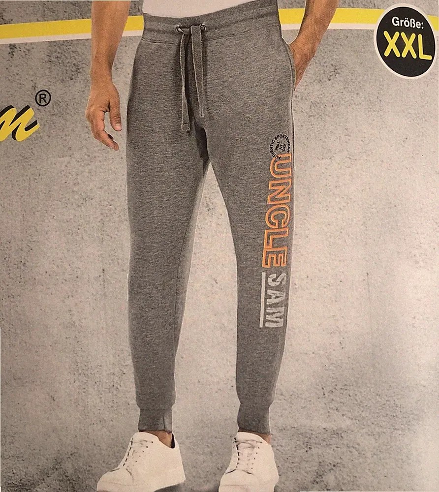 Uncle Sam Sport Jogging Hose Herren XXL Grau Sporthose Home oder Fitnessstudio