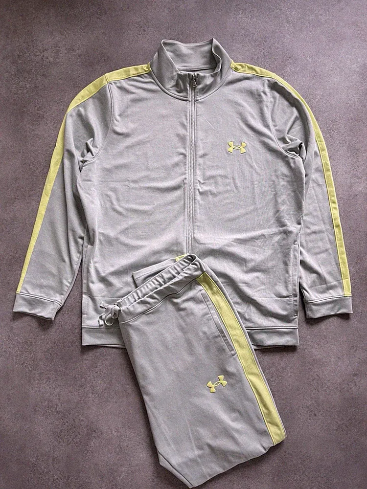 Under Armour Herren Jogginganzug Trainingsanzug XXL 2XL Grau Neongelb Sport Top⁠