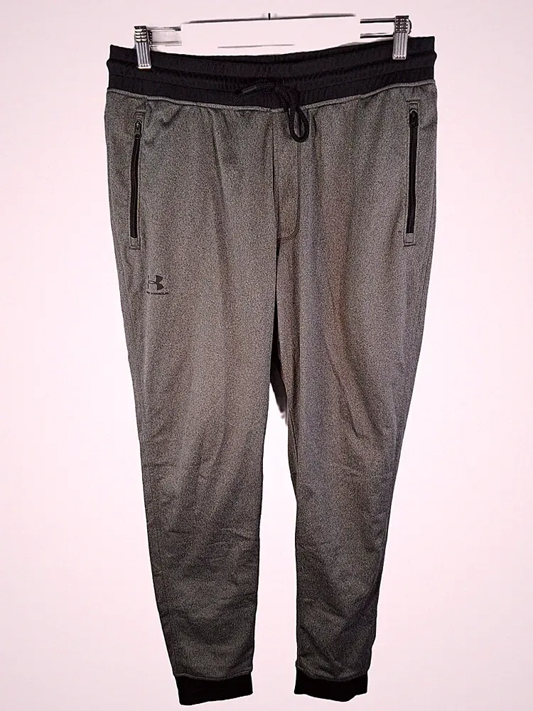 Under Armour Jogginghose Herren L Grau Meliert Sport Freizeit Athleisure Hose
