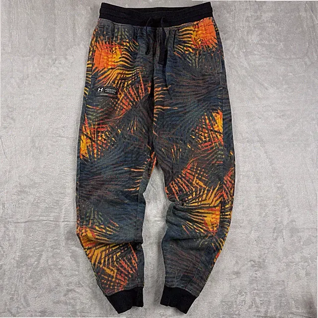 Under Armour Men’s Rival Fleece Printed Jogger Pants Tropical Orange Black Sz M