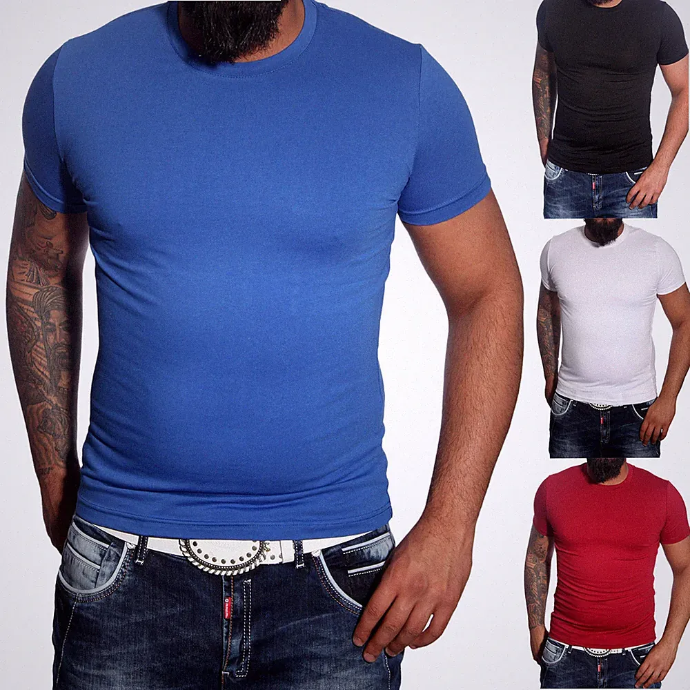 Uni Basic Herren Kurzarm Slim Fit T-Shirt verschiedene Farben & Größen S XL B-55