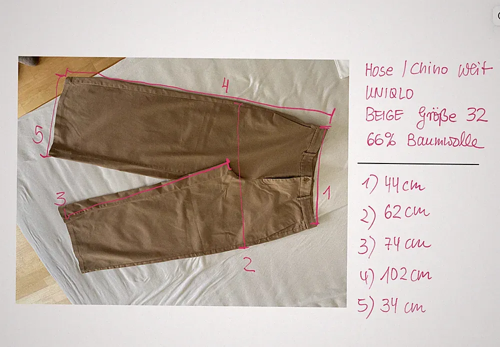 UNIQLO Chino Hose Palazzo weit, Baumwolle, Größe 32 [wie 44] beige, wie NEU