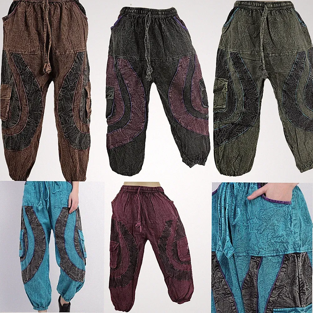 Unisex Baggy Festival Jogginghose Baumwolle High Waist Taschen Lounge Hose S M L