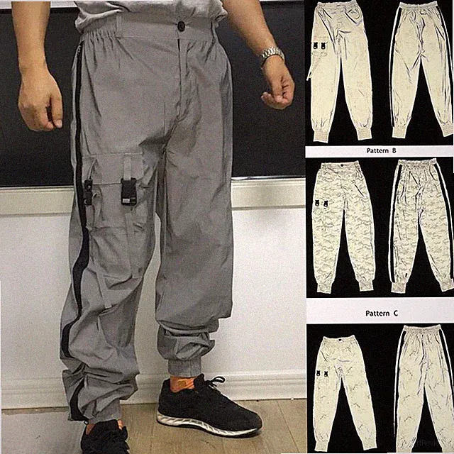 Unisex Cargo Reflect Light Jogginghose Fashion Hip Hop Streetwear Hose