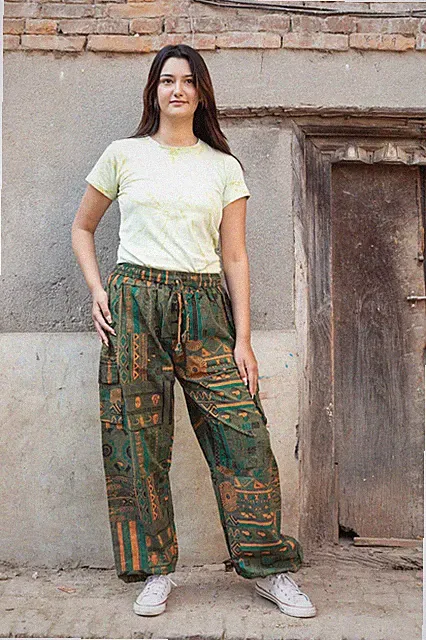 Unisex Hippie Tribal Kordelzug Hose | Sommer Festival Boho Handmade Yogahose