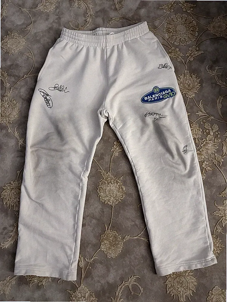 Unisex Jogginghose Weiß Gr. M Schrittlänge 80 cm Logo bestickt