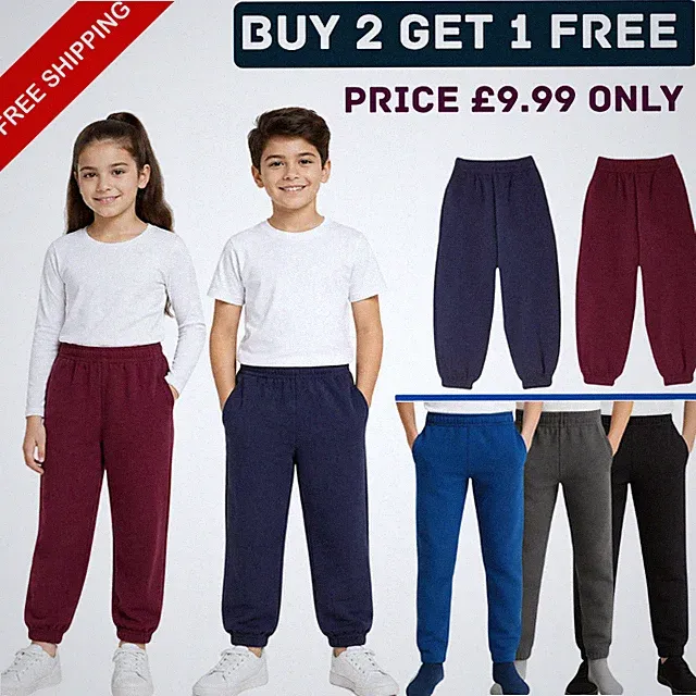 UNISEX JUNGEN & MÄDCHEN FLEECE JOGGINGHOSE SPORT JOGGINGHOSE FÜR KINDER ALTER 2-14 JAHRE