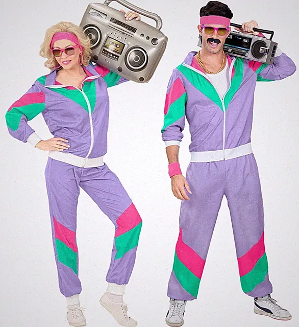Unisex Retro 80 er Jahre Trainingsanzug - Jogginganzug - Mottoparty - Karneval