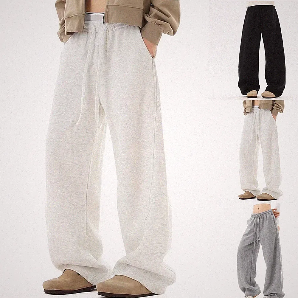 Unisex Wide Leg Jogginghose Oversize Kordelzug Baggy Freizeithose für Sport