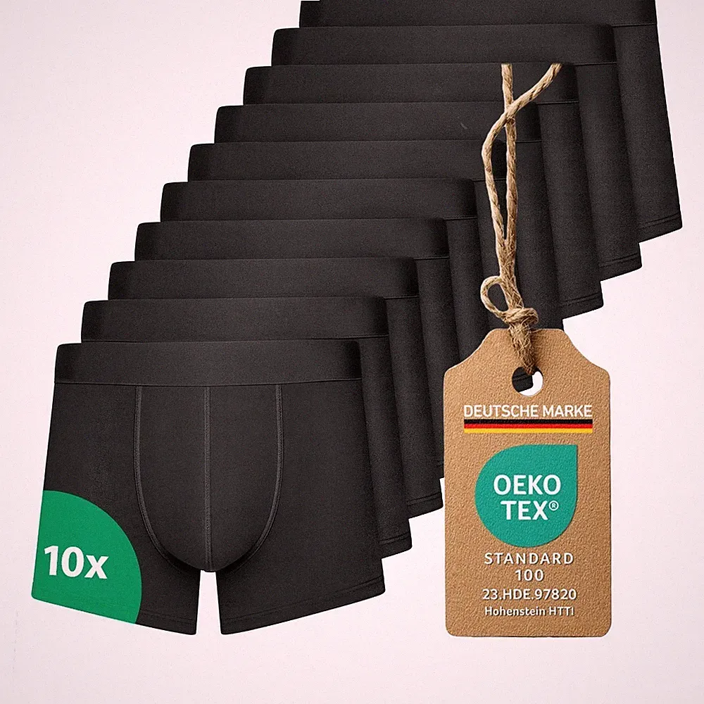 Unterhosen Herren Boxershorts 10er pack Baumwolle 95% Elasthan 5 % Schwarz
