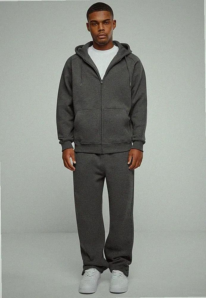 URBAN CLASSICS BLANK SWEAT SUIT CHARCOAL JOGGINGANZUG SWEATSUITS PANTS UND HOODY