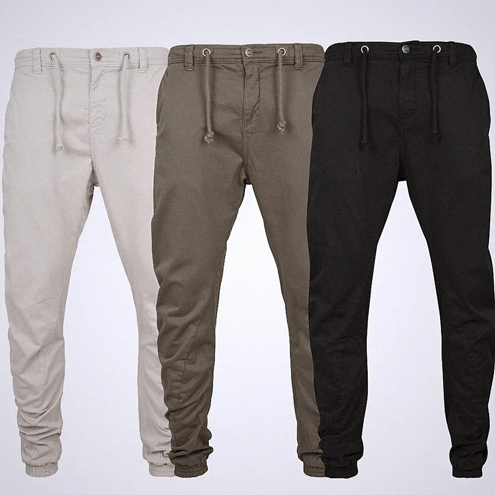 Urban Classics Stretch Jogging Pants Twill Sweat Freizeit Hose Zipper Kordelzug