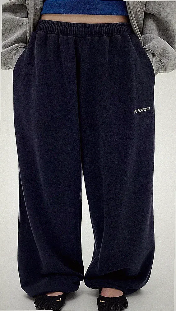 Urban Outfitters Damen Jogginghose dunkelblau weites Bein elastischer Bund 2XS