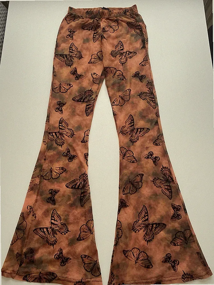 Urban Outfitters Damen Jogginghose XS Netzstoff Schlaghose Braun/Schwarz