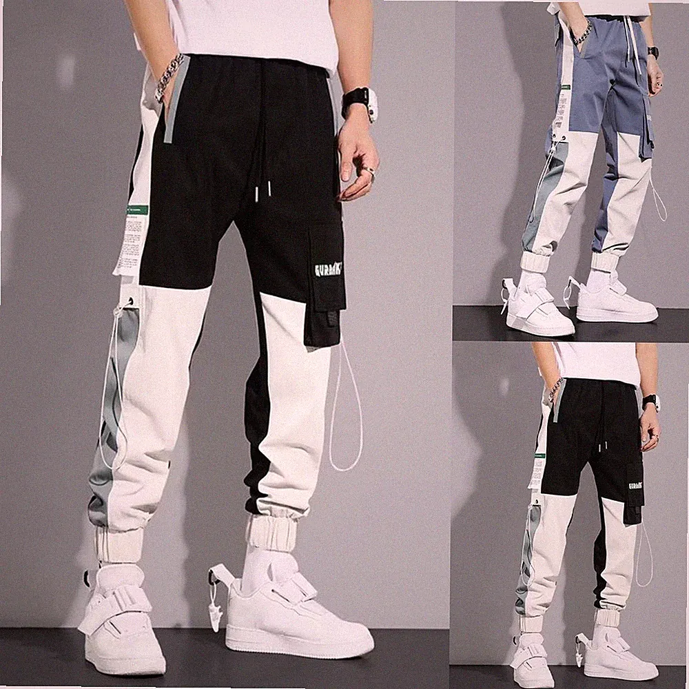 Urban Streetwear Herren Cargohose Urban Jogginghose Loose Fit Cargotaschen