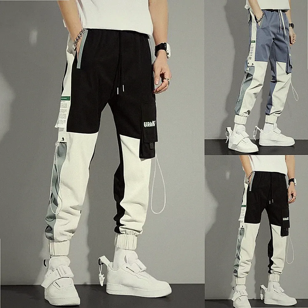 Urban Streetwear Herren Cargohose Urban Jogginghose Loose Fit Cargotaschen für