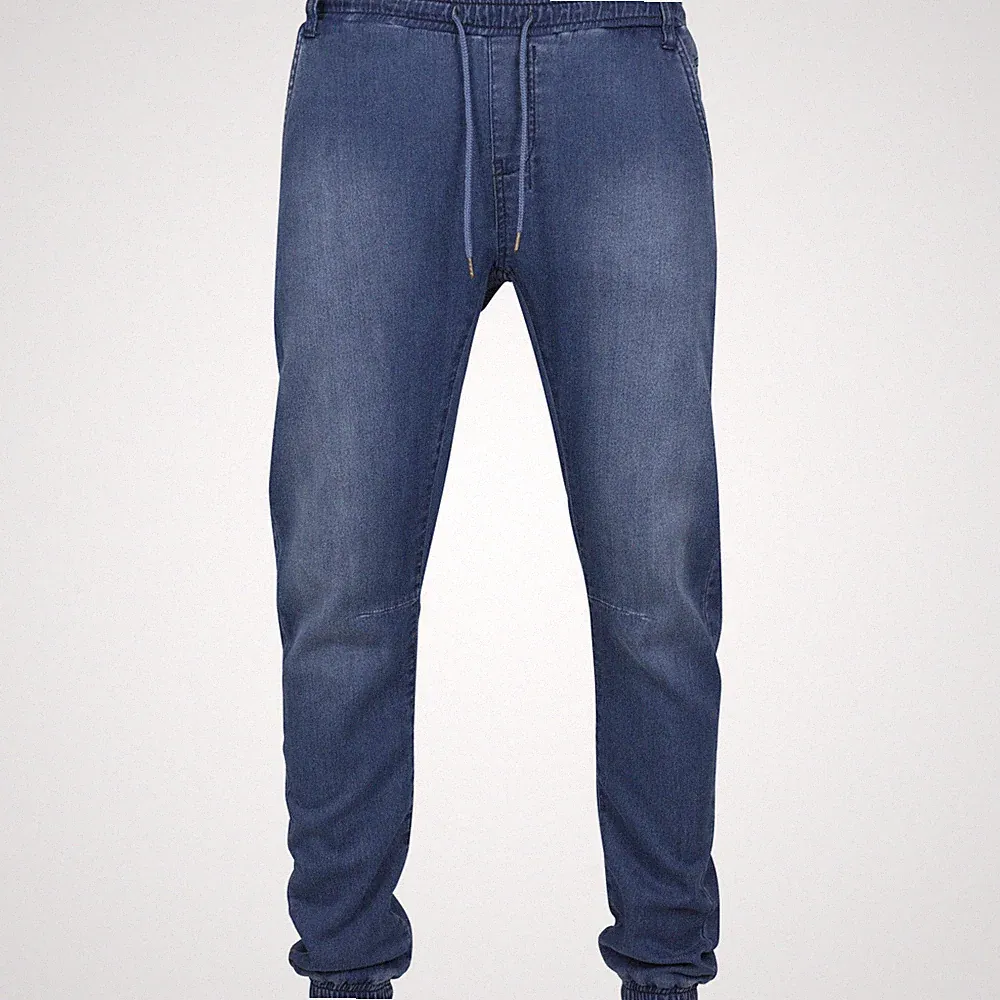 UrbanClassics Sweatpant Jogpants Denim Knitted Stretch Jeans blue washed Herren