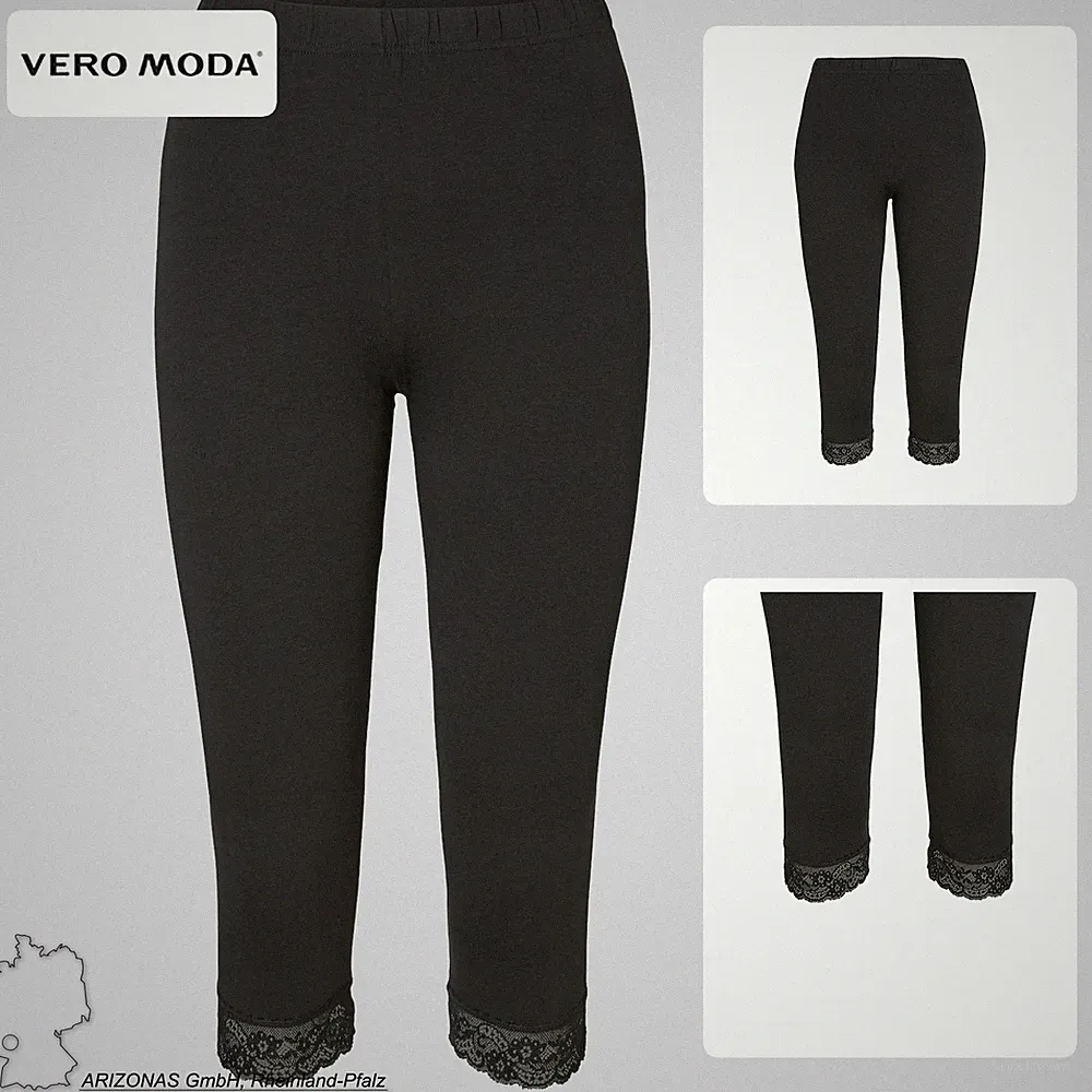 Vero Moda Damen Kurze Leggings Shorts mit Spitzen-Detail