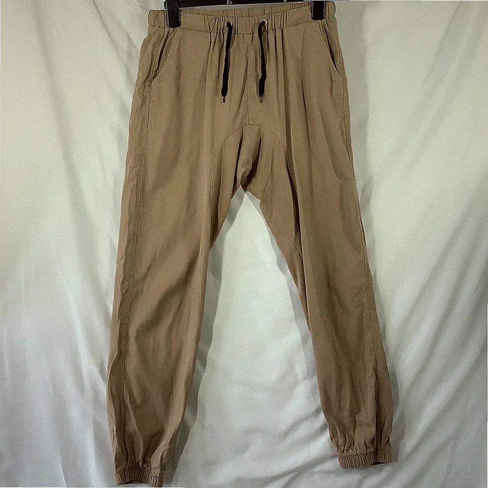 Vida Cotton Herren Beige Tapered Jogginghose Slim Fit Freizeit Chino Hose Gr. M