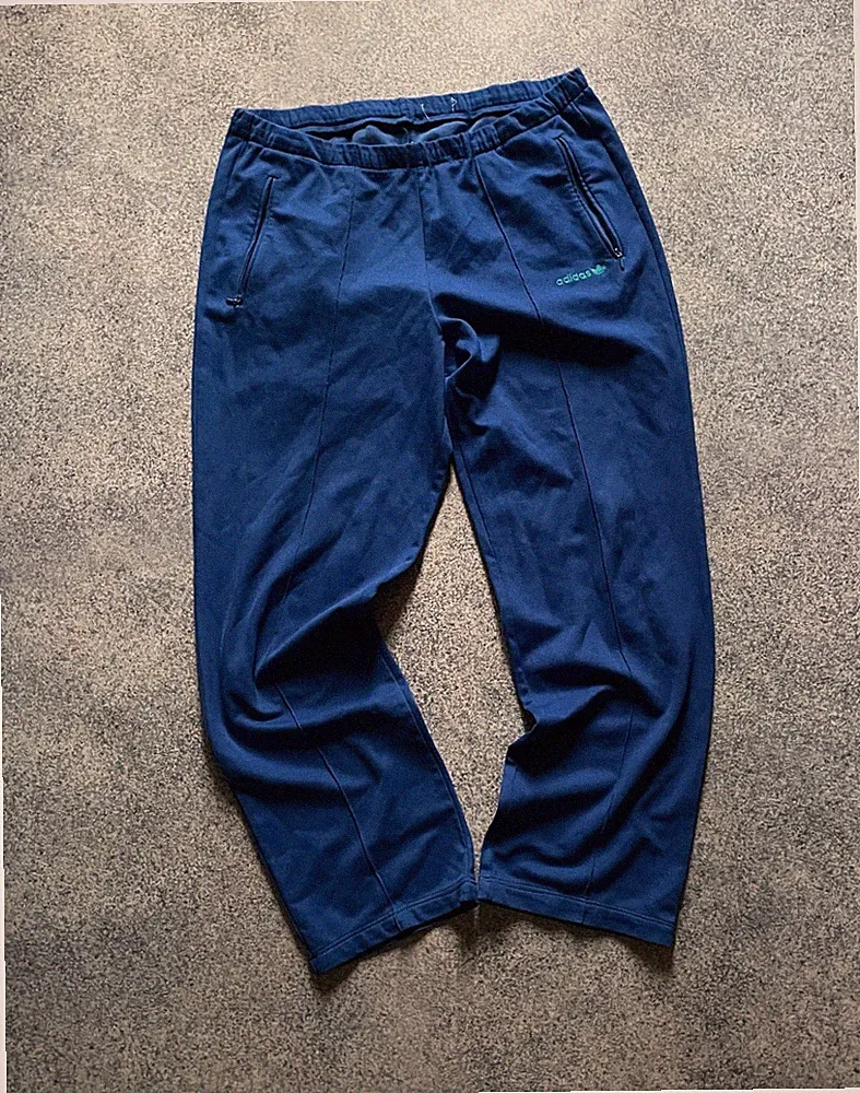 Vintage 70er 80er Adidas Trefoil Streifen Jogginghose Hose Fußball Blau...
