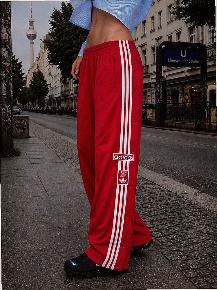 Vintage adidas Adibreak Jogginghose Mit Knopfleiste Rot Weiß Größe XS Retro Y2K