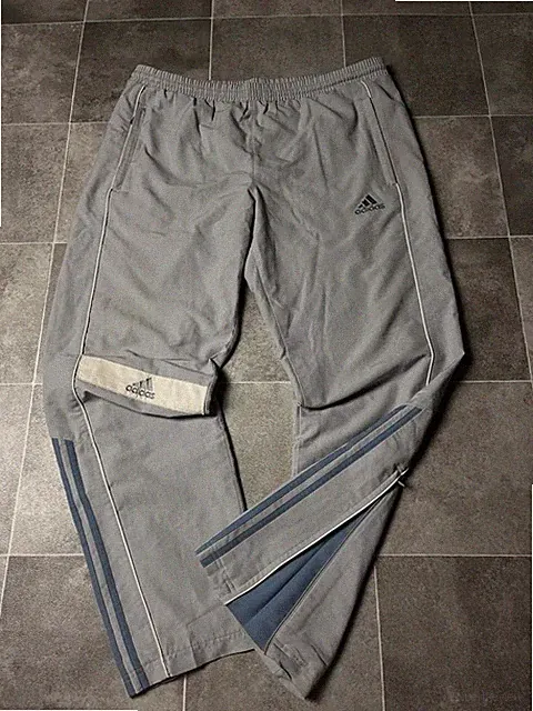 Vintage Adidas Trackpants 2002 y2k baggy Jogger Sport grau/weiß Herren (M)