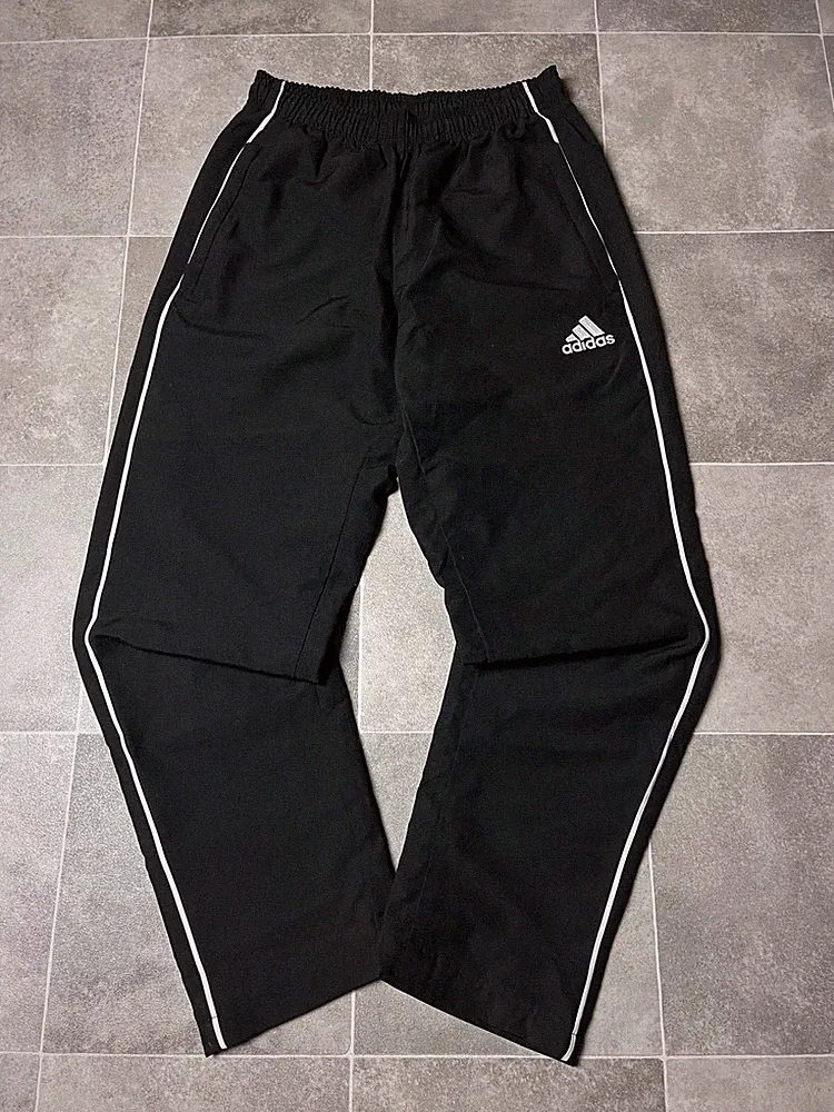 Vintage Adidas Trackpants baggy Jogger Herren Retro Jogginghose schwarz/weiß (S)