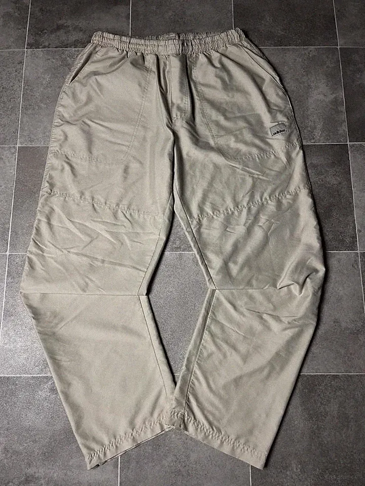 Vintage Adidas Trackpants baggy Trainingshose Jogger Herren beige/creme (L)