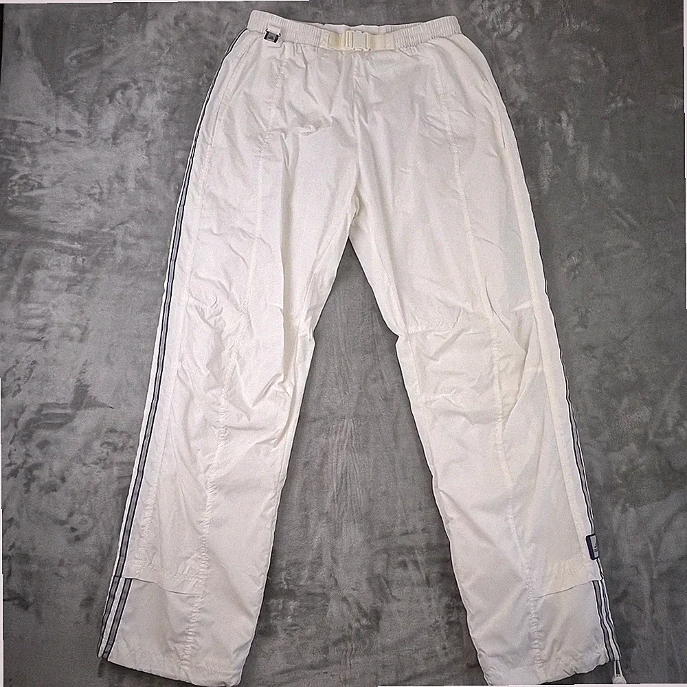 Vintage Adidas Trainingshose Herren 32" W30 L31 weiß Baggy Y2K Nylon gefüttert Jogginghose