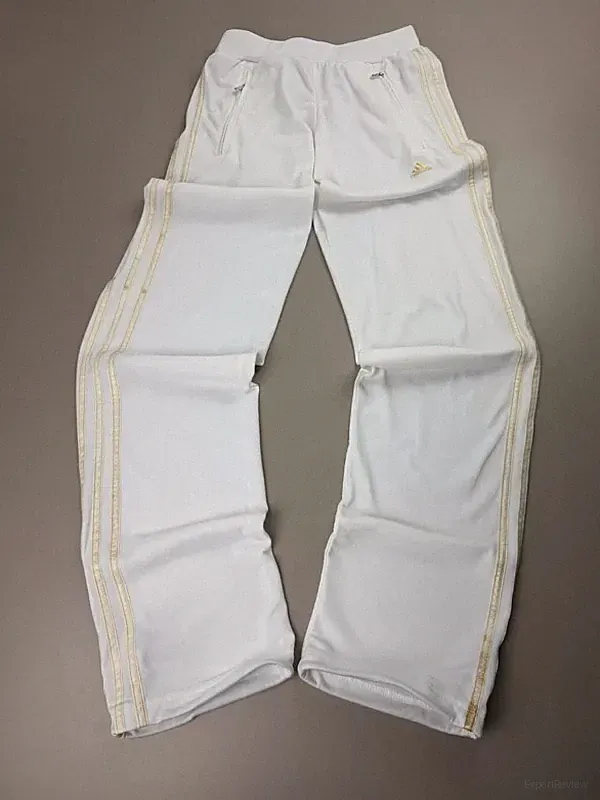 Vintage Adidas Trainingshose Weiß Gold Y2K Streetwear Retro Sport Jogginghose