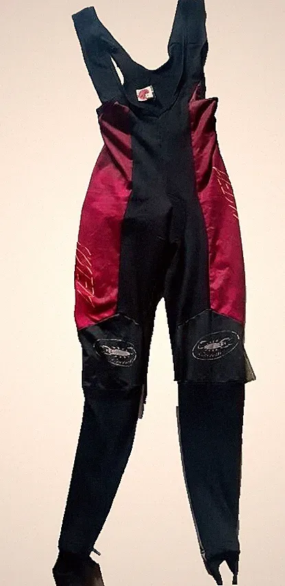 Vintage CASTELLI Schwarz / Burgund Radtrikot Tights Hose mit Träger Größe M